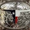 BB-46 Silver/Bronze Texas Longhorn Diamond Belt Buckle