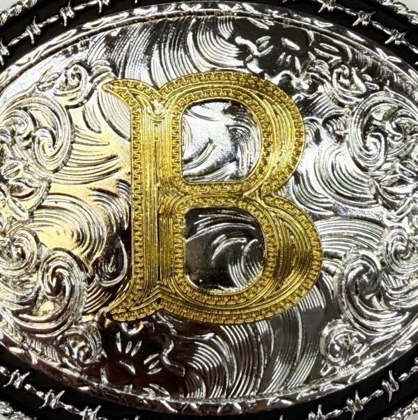 BB-47 Silver/Gold Initial "B" Belt Buckle