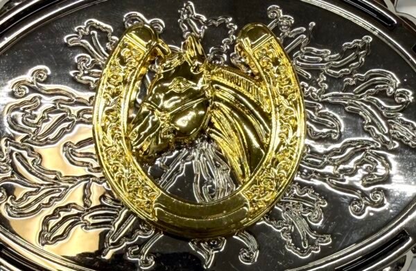 BB-16 Gold Horse Horseshoe Belt Buckle