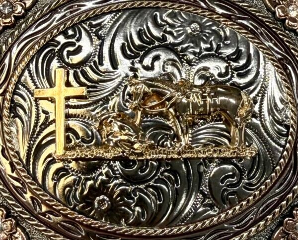 BB-19 Bronze Prayer Diamond Belt Buckle