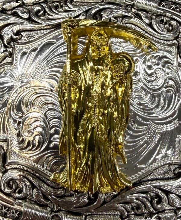 BB-11 Gold/Silver Santa Muerte Belt Buckle