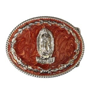BB-49 Silver Embossed Virgin Mary Belt Buckle