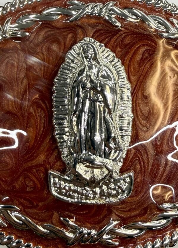 BB-49 Silver Embossed Virgin Mary Belt Buckle