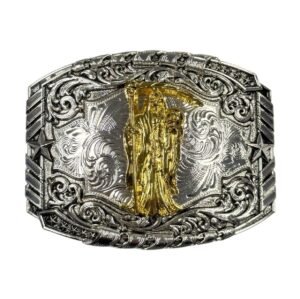BB-11 Gold/Silver Santa Muerte Belt Buckle