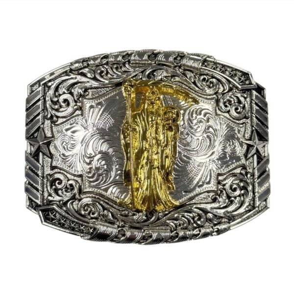 BB-11 Gold/Silver Santa Muerte Belt Buckle