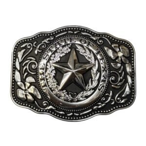 BB-40 Silver/Black The State Of Texas Buckle