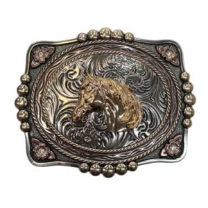 BB-44 Bronze Horse Diamond Belt Buckle