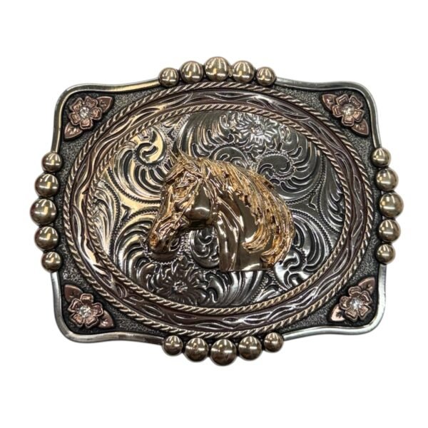 BB-44 Bronze Horse Diamond Belt Buckle