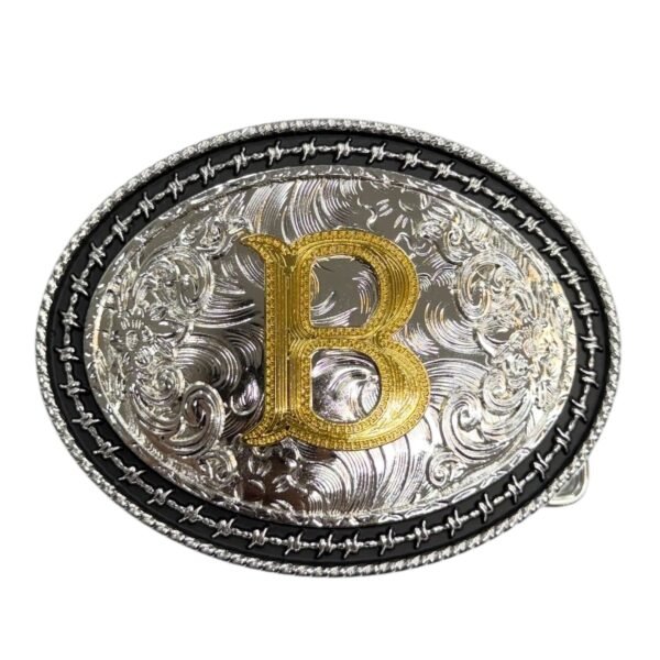 BB-47 Silver/Gold Initial "B" Belt Buckle