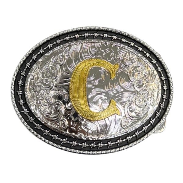 BB-24 Silver/Gold Initial "C" Belt Buckle