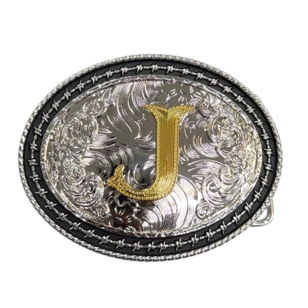 BB-15 Silver/Gold Initial "J" Belt Buckle