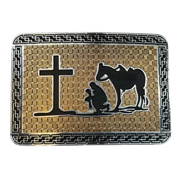 BB-4 Gold/Black Petatillo Prayer Belt Buckle