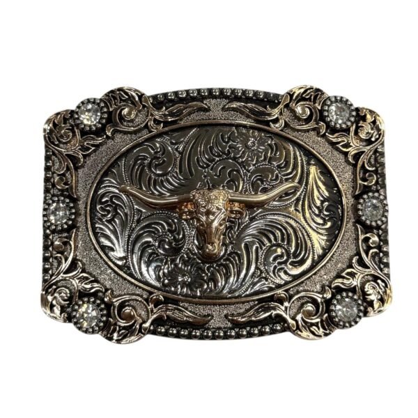 BB-74 Bronze Longhorn Diamond Belt Buckle