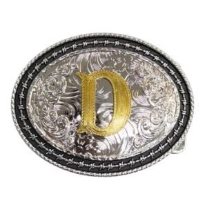 BB-55 Silver/Gold Initial "D" Belt Buckle