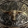 BB-74 Bronze Longhorn Diamond Belt Buckle