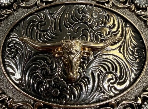 BB-74 Bronze Longhorn Diamond Belt Buckle