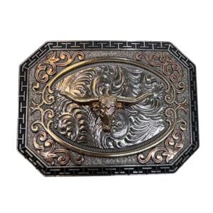 BB-81 Silver/Bronze Longhorn Belt Buckle