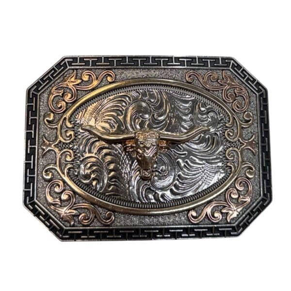 BB-81 Silver/Bronze Longhorn Belt Buckle