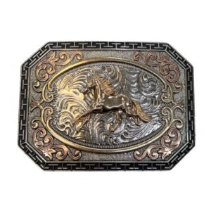 BB-73 Bronze/Silver Horse Belt Buckle