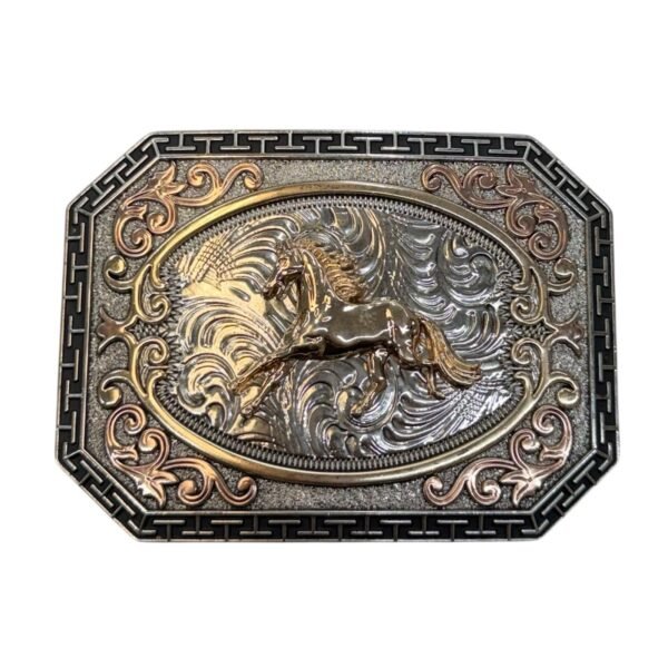 BB-73 Bronze/Silver Horse Belt Buckle