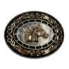 BB-5 Silver/Bronze Black Horse Belt Buckle
