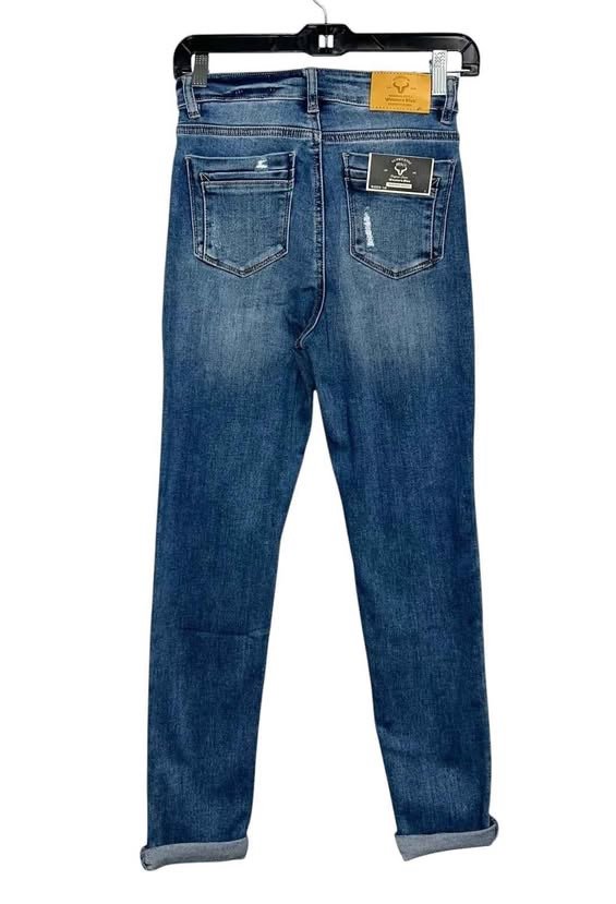 W2339-MO WOMEN WESTERN BLUE MOM FIT JEAN