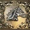 BB-3 Bronze/Silver Horse Rose Border Belt Buckle