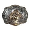 BB-32 Silver/Bronze Horse Feather Belt Buckle