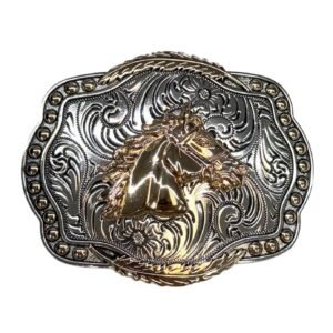 IMG-20260804-WA0009 BB-32 Silver/Bronze Horse Feather Belt Buckle