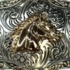 BB-32 Silver/Bronze Horse Feather Belt Buckle