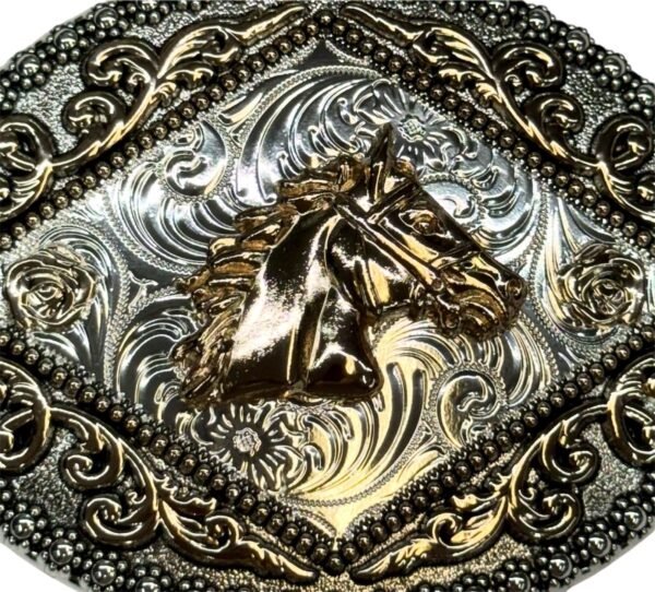 BB-33 Silver/Bronze Horse Belt Buckle