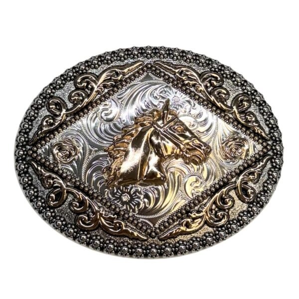 BB-33 Silver/Bronze Horse Belt Buckle