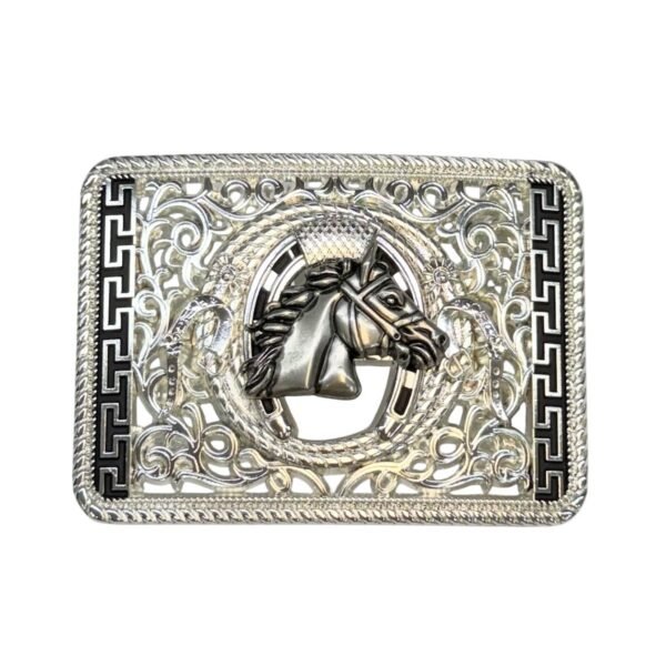 BB-38 Silver/Metal Horse Horseshoe Belt Buckle
