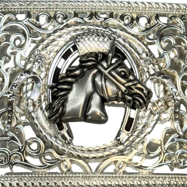 BB-38 Silver/Metal Horse Horseshoe Belt Buckle