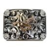 BB-39 Silver/Black Bronze Horse Flower Corner Belt Buckle