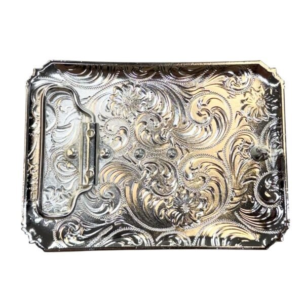 BB-39 Silver/Black Bronze Horse Flower Corner Belt Buckle