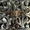 BB-40 Silver/Black Bronze Longhorn Flower Corner Belt Buckle