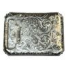 BB-40 Silver/Black Bronze Longhorn Flower Corner Belt Buckle