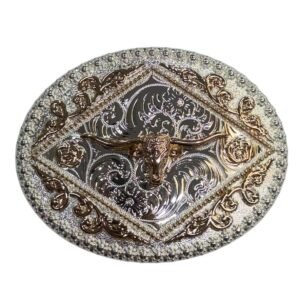 IMG-20260804-WA0027 BB-42 Silver/Bronze Longhorn Belt Buckle