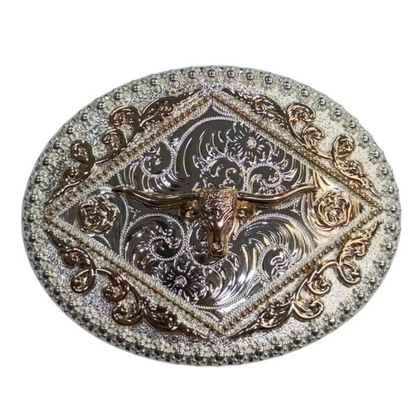 BB-42 Silver/Bronze Longhorn Belt Buckle