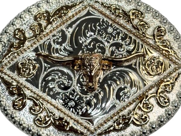 BB-42 Silver/Bronze Longhorn Belt Buckle
