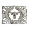 BB-43 Silver Longhorn Belt Buckle