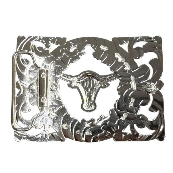 BB-43 Silver Longhorn Belt Buckle