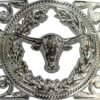 BB-43 Silver Longhorn Belt Buckle
