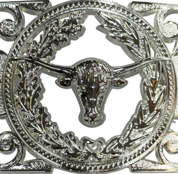 BB-43 Silver Longhorn Belt Buckle
