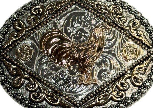 BB-46 Silver/Bronze Rooster Belt Buckle