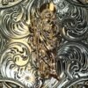 BB-48 Silver/Bronze San Judas Tadeo Feather Belt Buckle