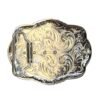 BB-48 Silver/Bronze San Judas Tadeo Feather Belt Buckle