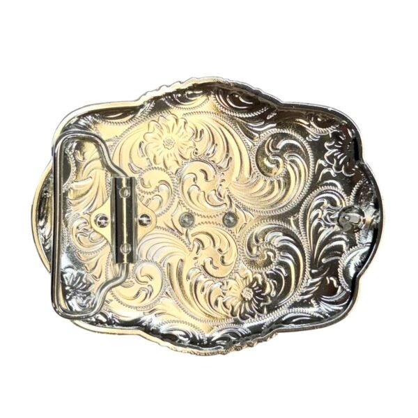 BB-48 Silver/Bronze San Judas Tadeo Feather Belt Buckle