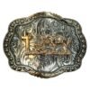 BB-63 Silver/Bronze Prayer Feather Belt Buckle
